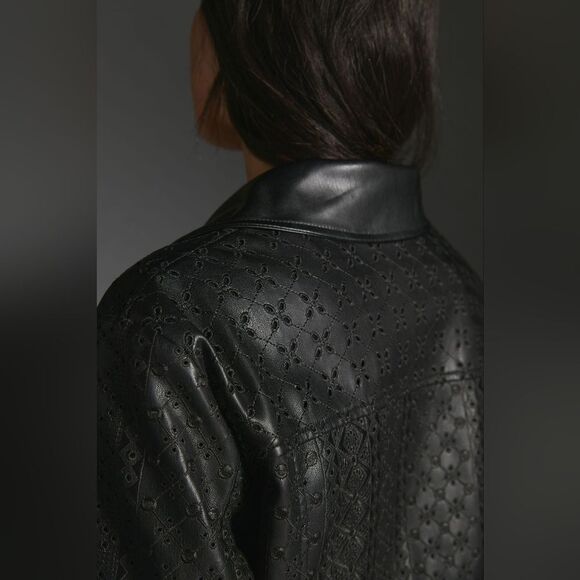Anthropologie Faux Leather Eyelet Jacket NWT - Picture 4 of 8